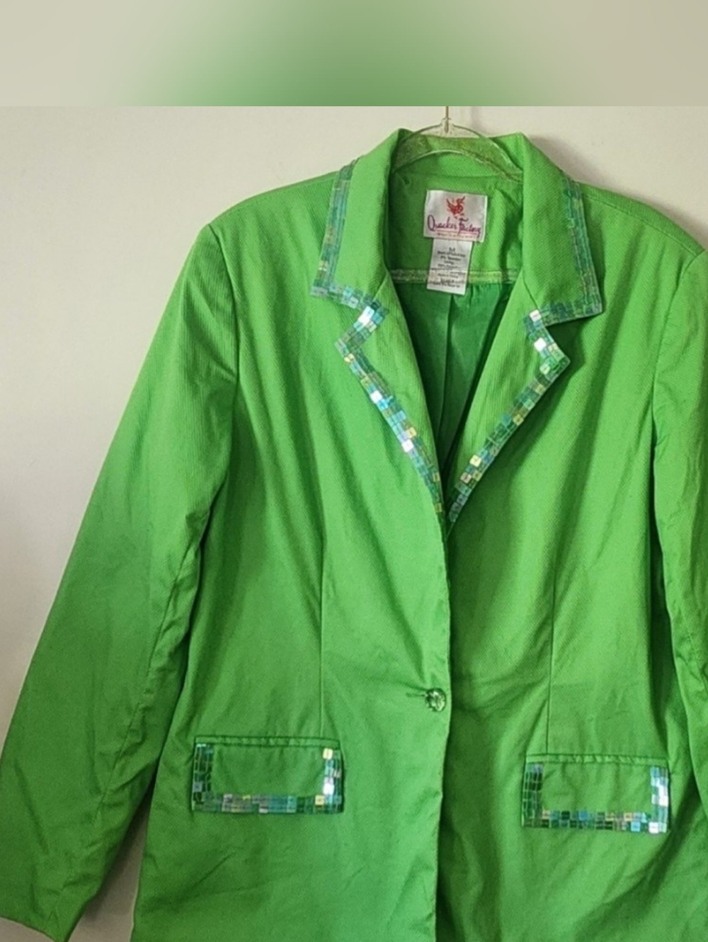 Quacker Factory Blazer Sequins Bright Dopamine Dressing Eclectic Quirky Medium